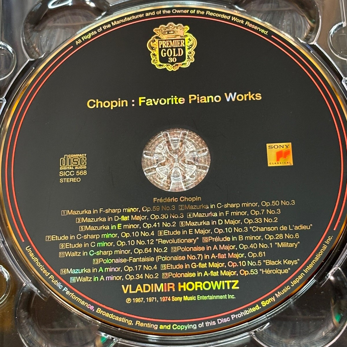 HOROWITZ New Recordings Of Chopin JAPAN 24k GOLD CD SICC568 TALL