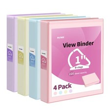 SUNEE 3 Ring Binder 1 Inch D Ring, Clear View Binder Three Ring PVC-Free Fit...