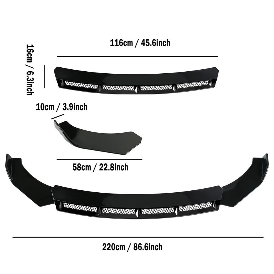 For Nissan Altima 2007-2012 Glossy Front Bumper Lip Spoiler Splitter Diffuser US Foto 4 de 4