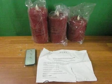 Home Reflections S/3 Assorted Honeycomb LED Glitter Candles in Ruby RED