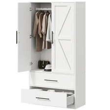 Armoire Wardrobe Closet Wardrobe Cabinet with Drawers and Hanging Rail Closet
