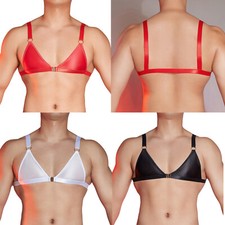 Mens Top Bralette Bra Elastic Band Bikini See Through Underwear Nightclub Bras