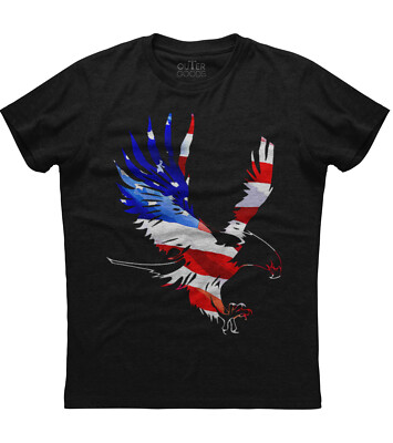 American Eagle USA Flag New Men's Shirt Strong Nation Liberal Patriotic Top Tees