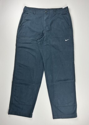 $130 Nike Men's Double Panel Pants Black Heavyweight Cotton