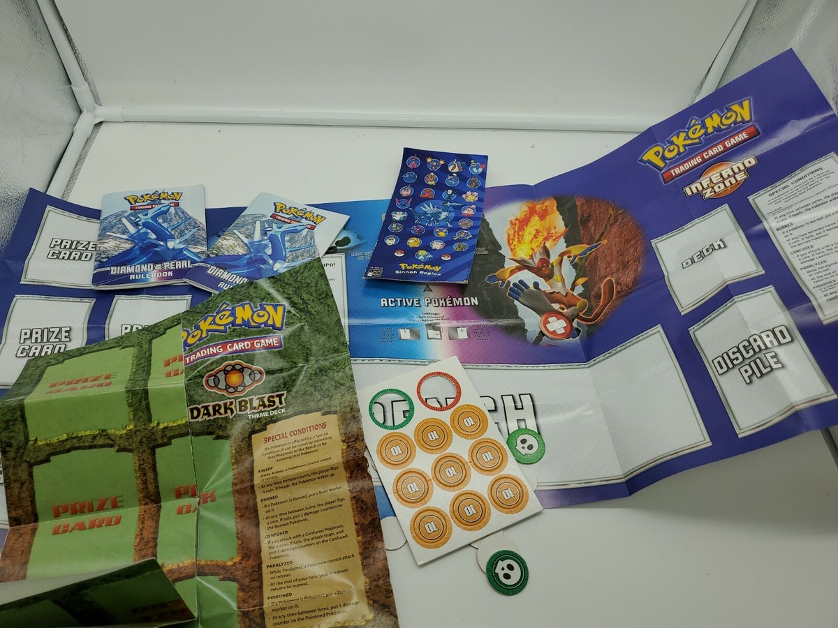Pokemon Diamond & Pearl Rule Book Card List Play Mat Lot, tokens