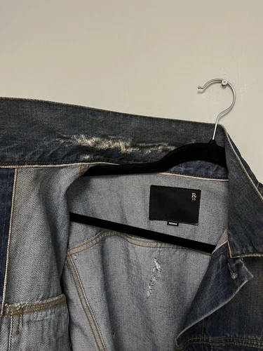 $1250 R13 Distressed Zipper Trucker Jacket Medium image 12