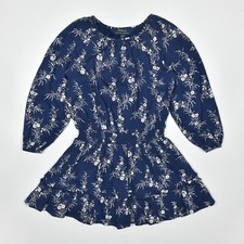 POLO Ralph Lauren Kids Girls Cotton Blend Blue Shirt Dress Floral Print 4 Years