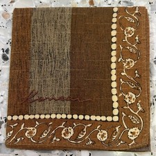 MAN HANKY STRIPED JAPAN GOLD  BROWN LAYER VTG COTTON POCKET ART SQUARE 18  M191