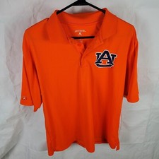 Antigua Shirt Mens Medium Orange Xtra-Lite Polo Golf Auburn Tigers NCAA 100425