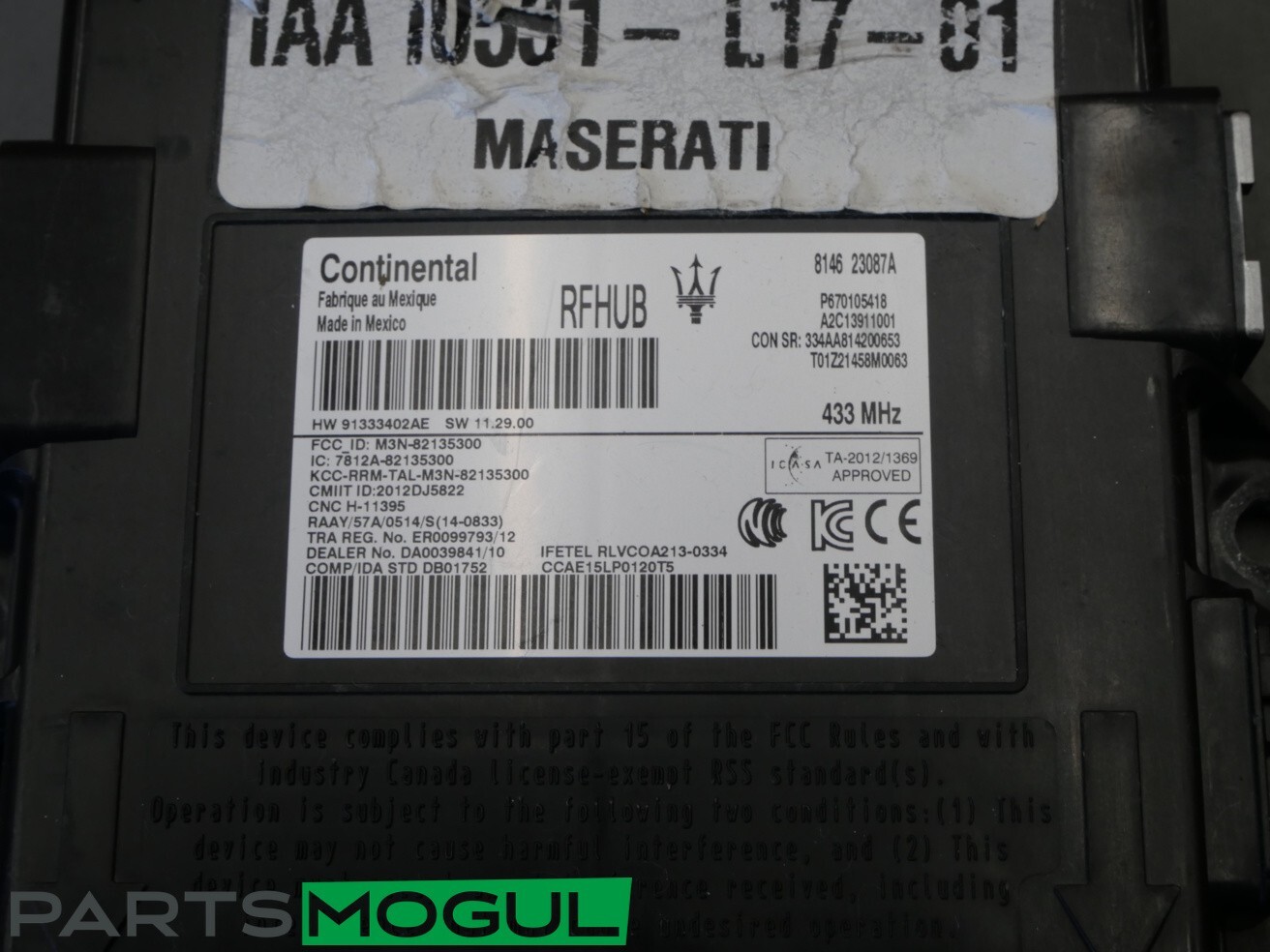 14-18 Maserati Ghibli Rear Roof Keyless Entry Start Control Module Plugs Oem