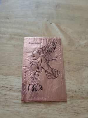 VINTAGE GENUINE COPPER KEEPSAKE YELLOWSTONE EAGLE POSTCARD GREGORIAN GREETINGS