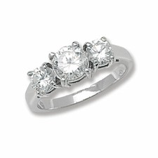 RHODIUM PLATED 925 HALLMARKED SILVER TRILOGY ENGAGEMENT RING SIZES L N U