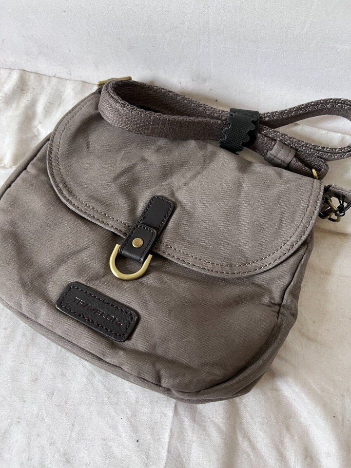120 New Travelon AntiTheft Courier Saddle crossbody Bag Gray eBay