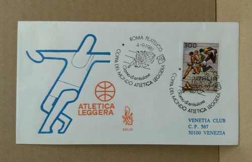 FDC Lightweight Athletic World Cup Envelope Rome 4-9-1981 Numbered