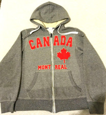 Famous Canada Montreal Junior Unisex Boys/Girls Hoodie Sz M 10-12 Gray/ Red