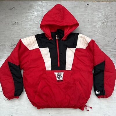 Vintage 90s NCAA Starter Wisconsin Badgers Pull Over 1/2 Zip