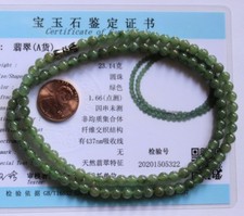 Certified Natural JADE Grade A Icy Green Jadeite Small Beads Necklace N257