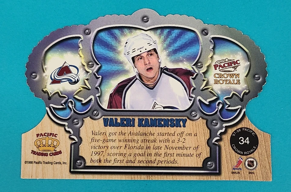 1997-98 Pacific Crown Royale Ice Blue Die-Cut #34 Valeri Kamensky HOCKEY Card I8 - Image 2 of 2