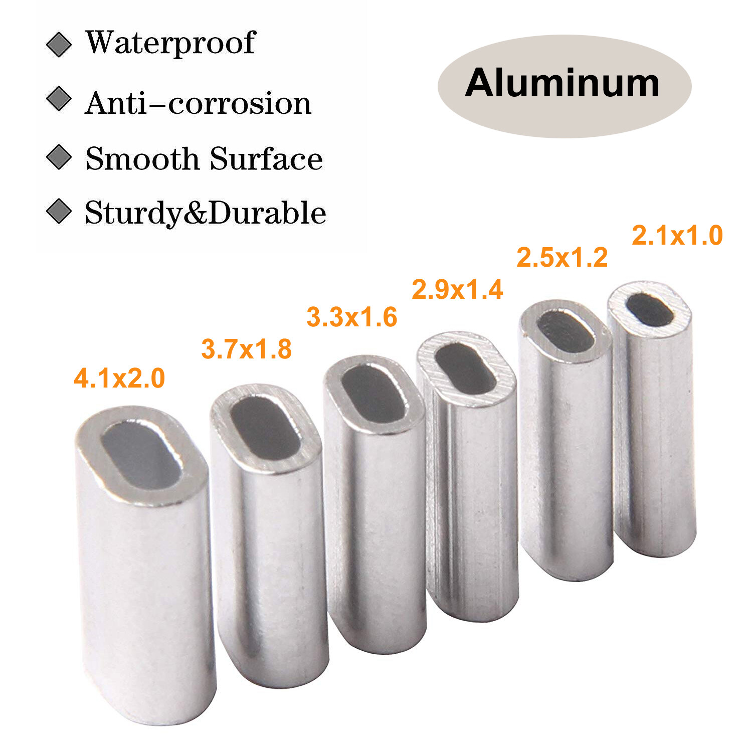 200pcs Aluminum Single Barrel Crimp Sleeves Fishing Line Crimps Sleeve