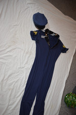 Womens Blue Police Uniform Costume Cosplay Bust 34" with Hat Sz Sm