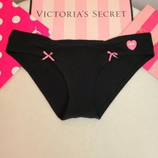 VTG VS PINK Classic Cotton Low Rise Cheeky Bikini Panty Size Lg Black Pink
