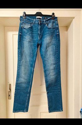 KOTON JEANS Herren Jeans Blau Denim Gr. 32/32 Gerades Bein Five-Pocket