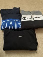 3 X Boys Hoodies/jumpers Age 9-10 to 13-14 Years Champion Next F&F Bundle Black