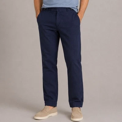 Corridor NYC Navy Blue Textured Cotton Trousers Mens 33 Made in USA Seersucker - Image 1 of 4