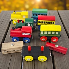Magnetic Wooden Trains Replacement Pieces 3 Locomotive Engines Play 22 Lot of 9