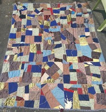 Antique Crazy Quilt - Amazing Color Materials Hand Work 7 X 6 Ft