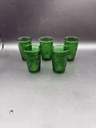 5 Vintage SANDWICH Anchor Hocking Forest Green 5 oz Juice Glasses Tumblers