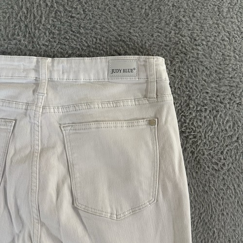Judy Blue Jeans Womens 29 White Skinny Stretch High Rise Frayed Cuff - Picture 11 of 14
