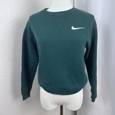 Vintage Nike Sweater Youth M (10-12) Green Embroidered Swoosh 90s USA Made Y2K