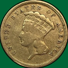 1854 Three Dollar Gold Princess Fine F Coin #29588