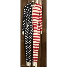 Lazy One "Stars & Stripes," Adult Unisex One Piece Pajama, Size Large