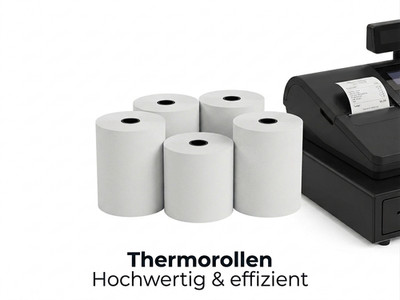 12 x Thermorollen Kassenrollen 57mm x 12mm x 80m Kassen Rolle weiß BPA-frei Cash