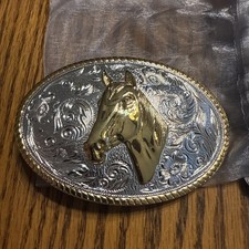 Gold Western Belt Buckle The Heritage Collection Cowboys Rodeo Horse Gold Plate