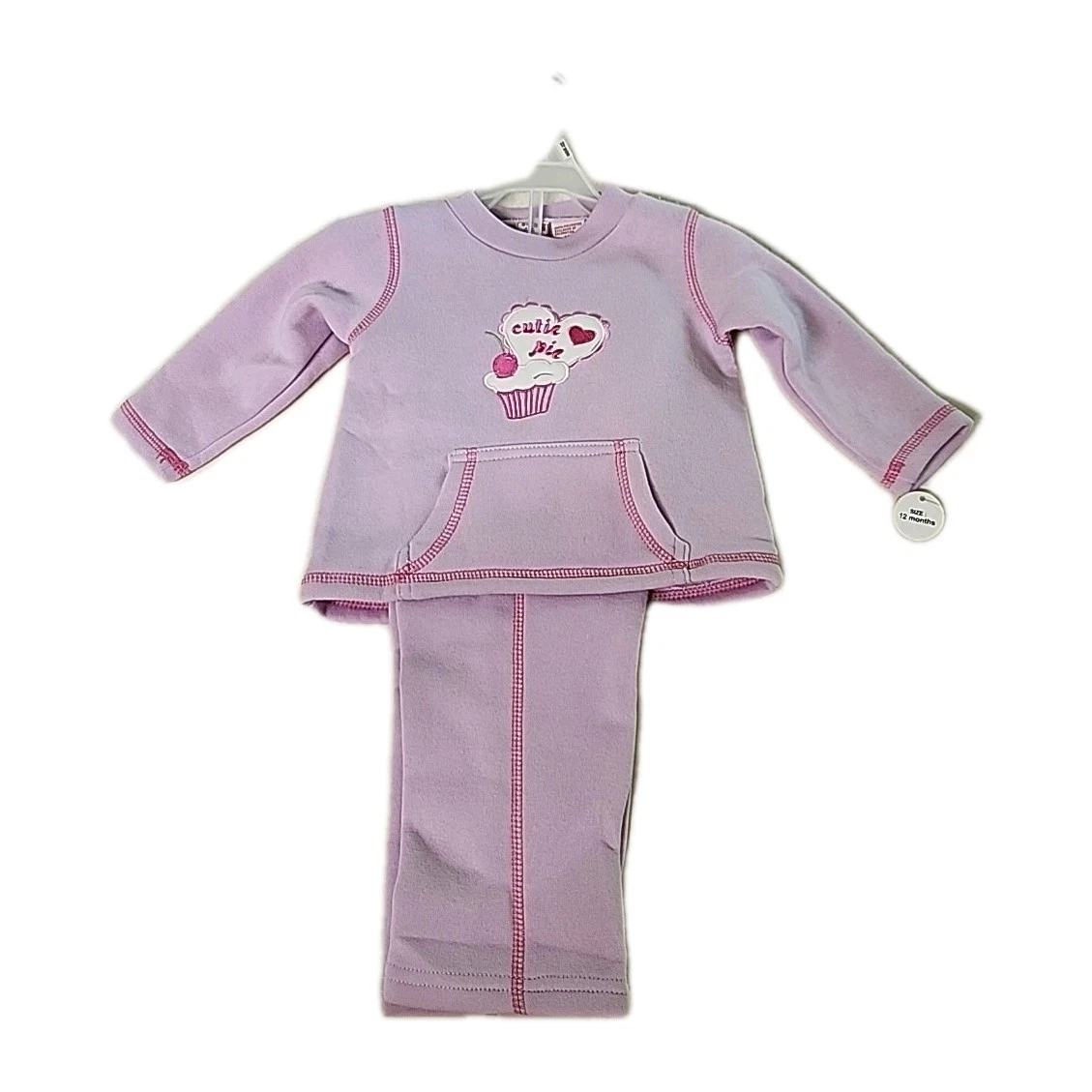 NWT Little Lindsey Cutie Pie Baby Girl Lilac 2 PC Cupcake Fleece Outfit Size 12M