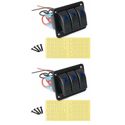 2X 3 Gang Aluminium Panel Toggle Dash 5 Pin ON/Off Vorverdrahteter Wippscha9934