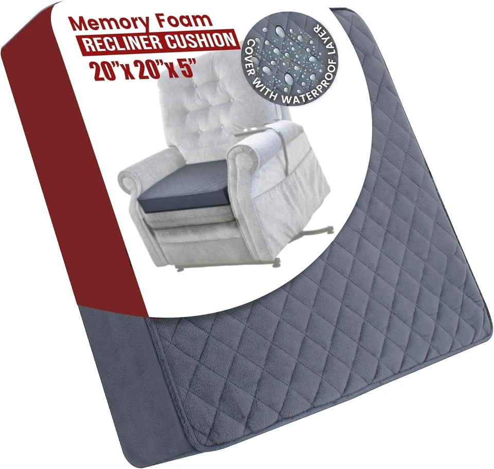 Memory Foam Recliner Chair Cushion - Gray 20x20x5 - Image 4 of 4