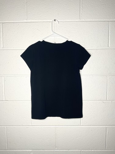 Calvin Klein Women’s Black Top T-Shirt Silver Metallic Logo Cotton Spandex M - Bild 3 von 3
