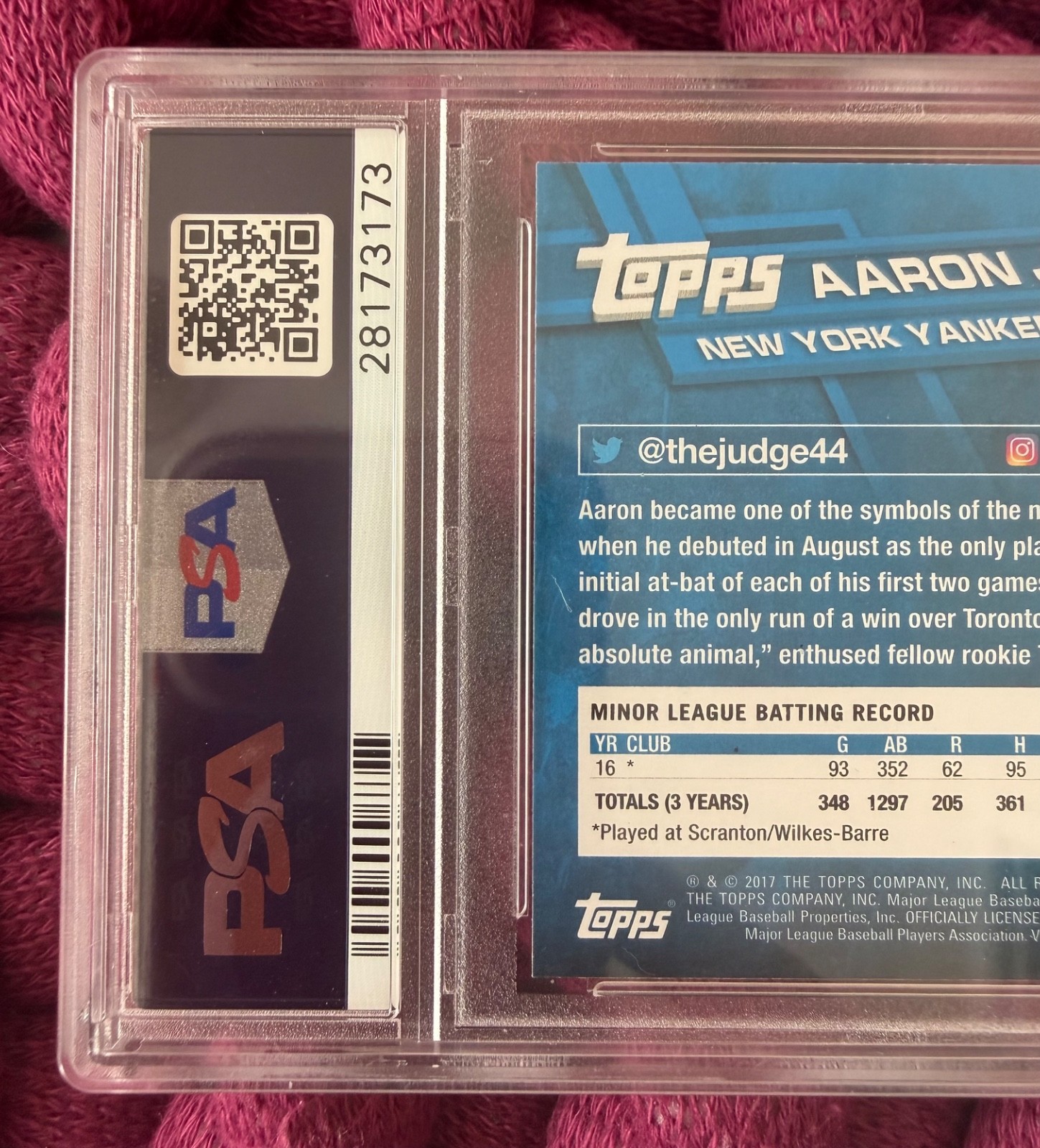 2017 Topps #287 - PSA 10 Aaron Judge Rookie RC Gem Mint New York Yankees 🔥🔥 view 3