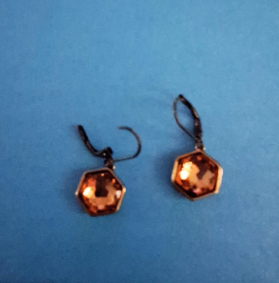 Nuevos Pendientes LuLu Cristal Piedra de Toque de Swarovski Latón Antiguo Ámbar Cristal Foto 2 de 3