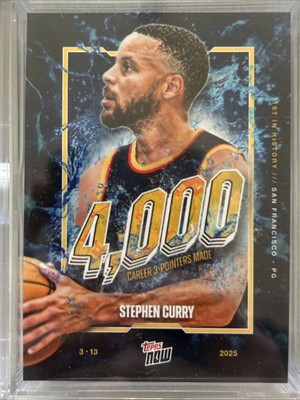 Steph Curry 2024 25 TOPPS NOW Basketball Card 13 4000 Career 3 Pointers Sport