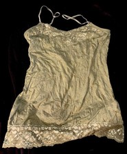Maurices Y2K Lace Trim Cami Top Size L Floral Army Green Fairy Grunge