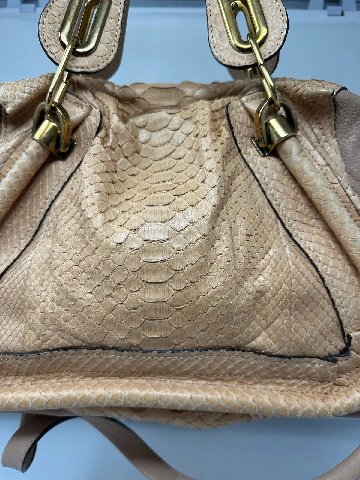 Chloe Paraty Beige Python with Shoulder Strap - image 3