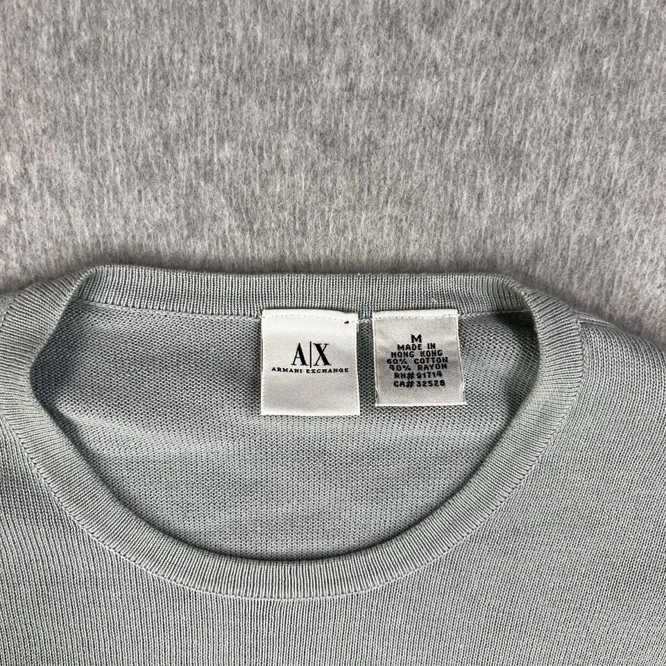 Vintage Armani Exchange Pullover Mens Medium Hong Kong Spellout Thermal Sweater - Image 4 of 4