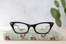 Vintage cateye eyeglass 1960s Made In USA Rockabilly pin up ebony tone