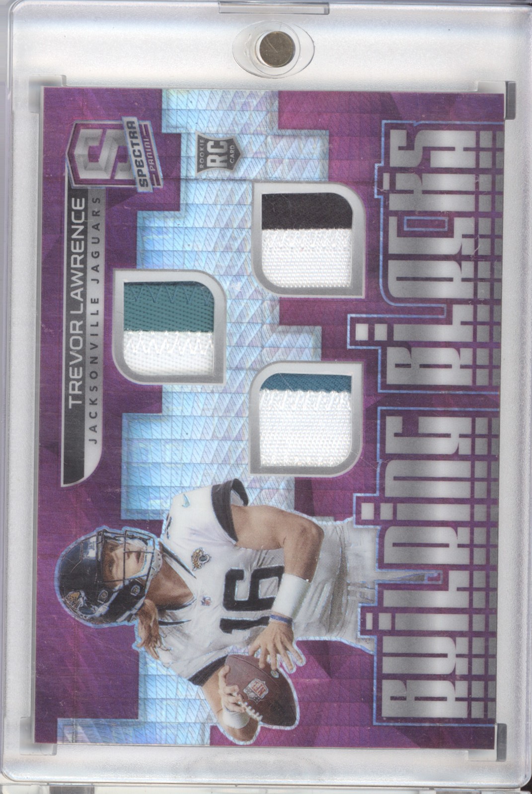 Trevor Lawrence Panini Spectra Building Blocks Relics #BBTL Neon Pink