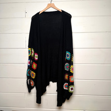 Bloom Chic Crochet drop Shoulder Cardigan with multicolor granny square details